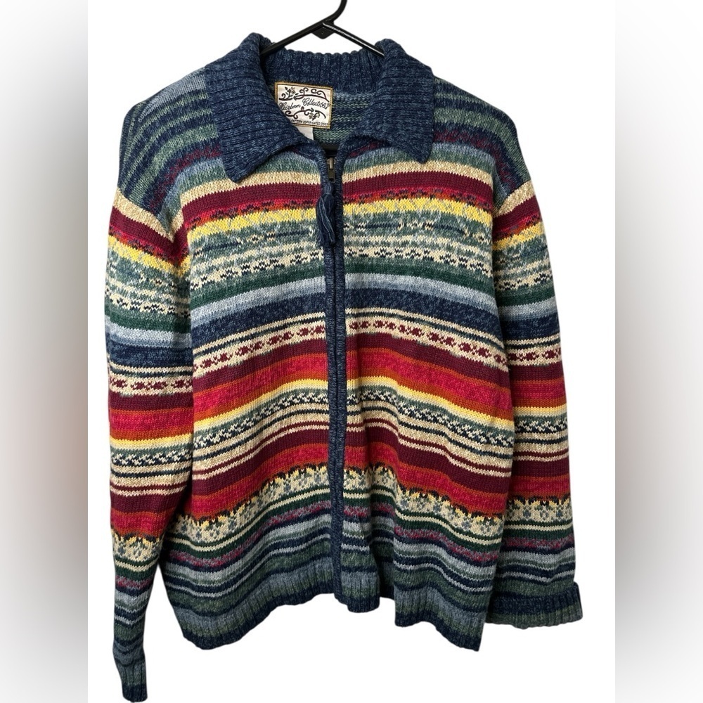 Vintage Heirloom Collectibles Colorful Striped Zip-Up Sweater